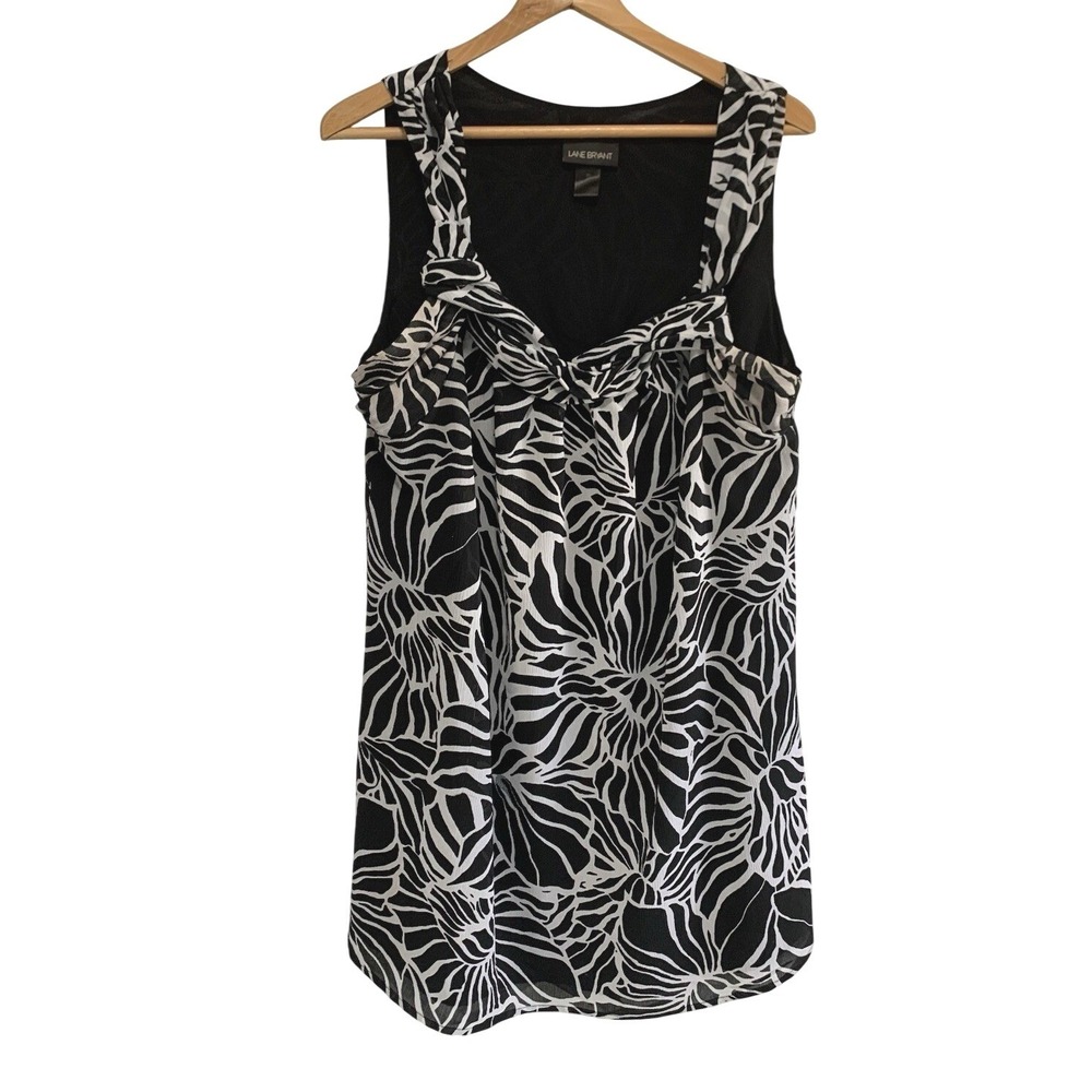 Lane Bryant Black White Abstract Print Sleeveless Lightweight Tank Top Plus 20